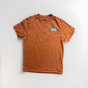The North Face T Shirt Mens Large Orange Graphic Logo Outdoor Hiking Tee